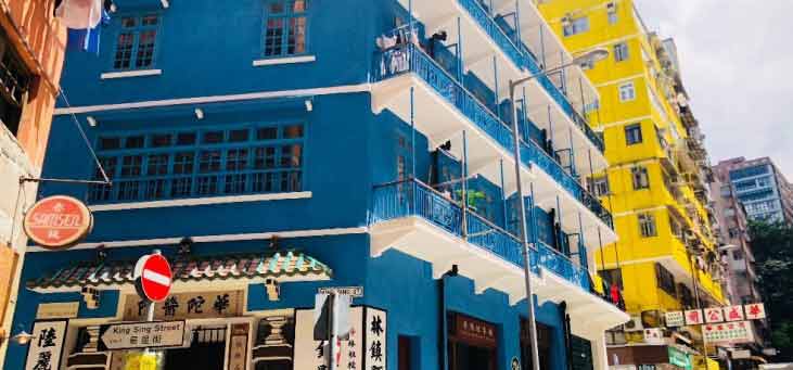 Exploring your Neighborhood - Historical Building Blue House in Wan Chai, Hong kong