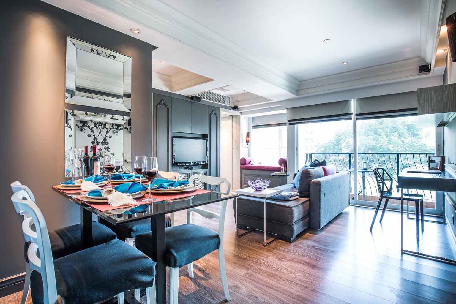 Luxe One Premier with spacious dining table at V Causeway Square Serviced Apartment