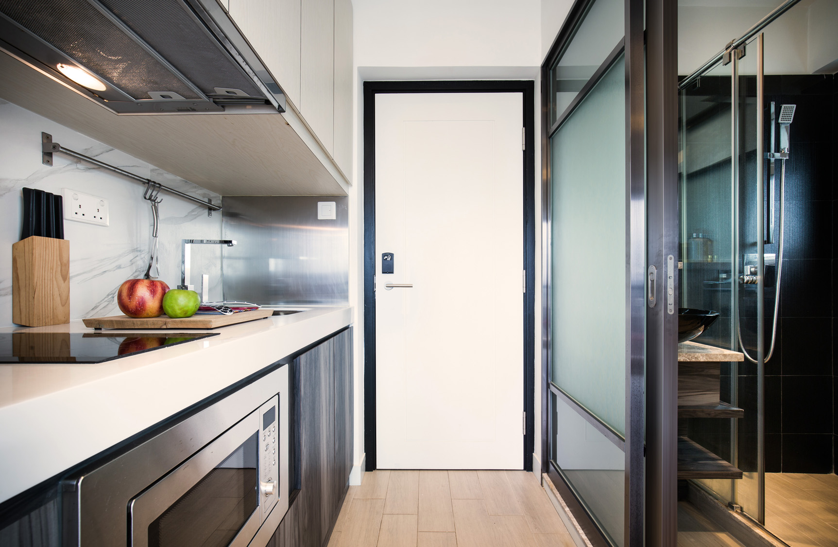 Studio Kitchen at The Lodge by V serviced apartment in West Kowloon