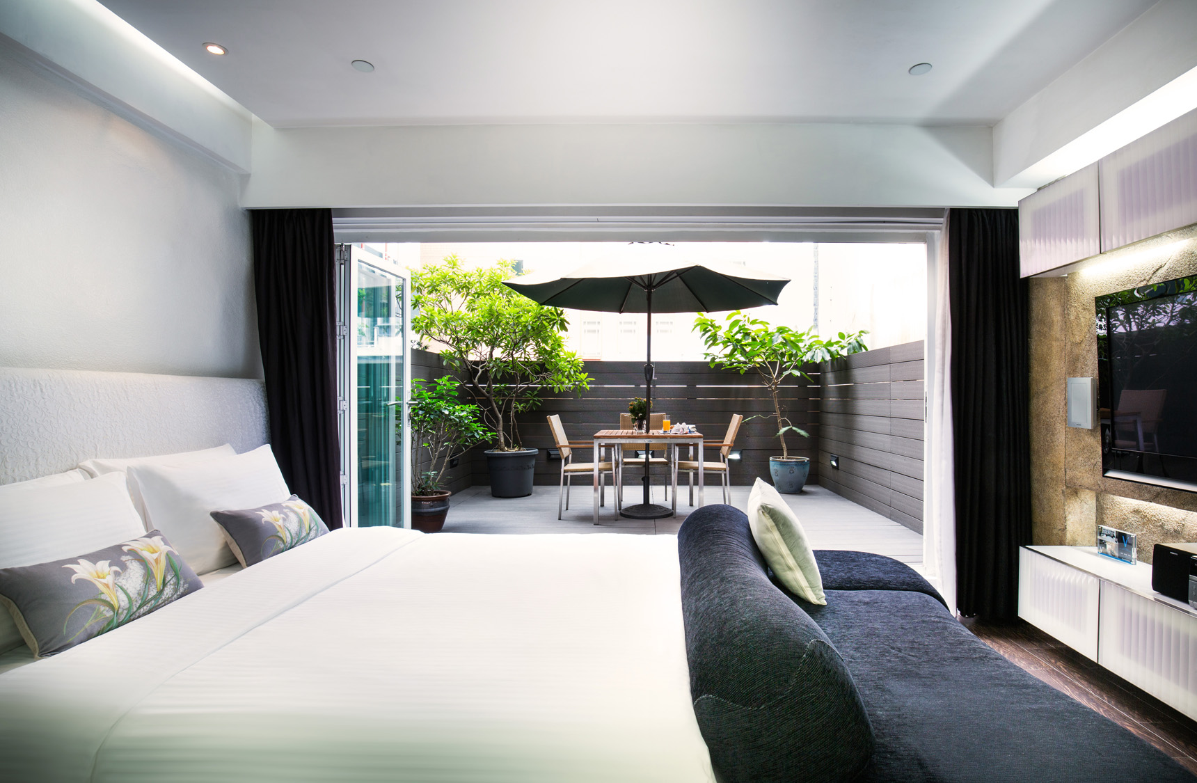 Garden Suite with exclusive access to private terrace at The V Wan Chai serviced apartments